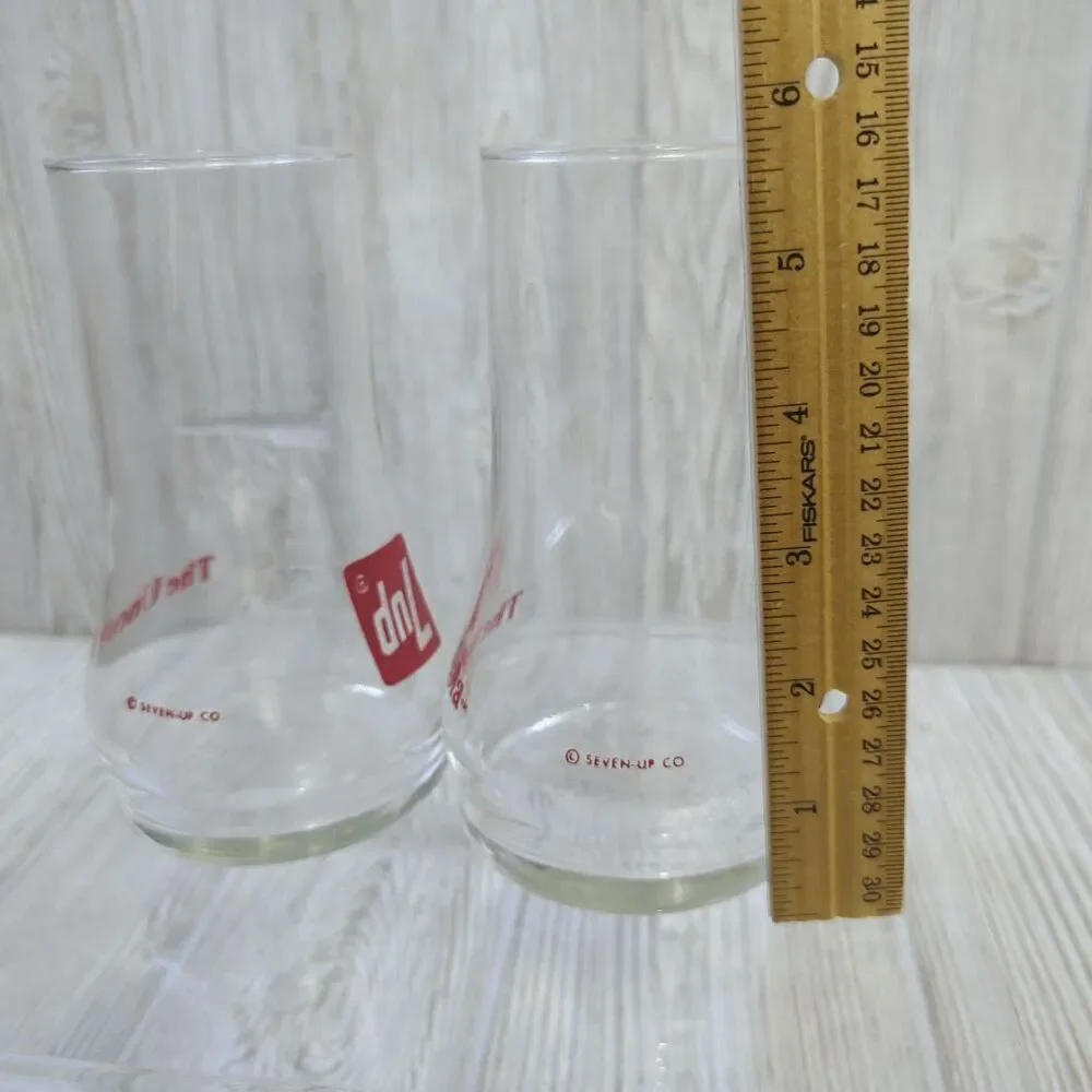 Vintage Lot of 2 7UP Glasses The Uncola Collectible Upside Down Drinking Glass